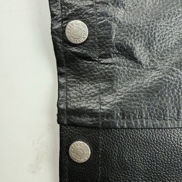 Diamond Plate Buffalo Leather Mens 2X Biker Chaps - Black Leather NWT - Picture 10 of 11